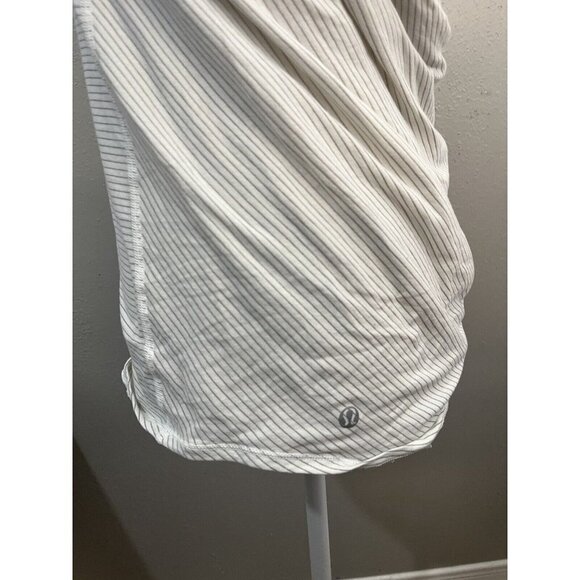 Lululemon Athletica Free To Be Tank Top Built In Bra Size 4 White Striped - Picture 4 of 10